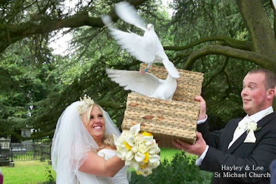 White wedding doves